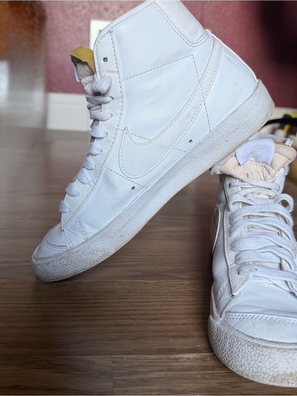 Nike Women White High-Top Leather Sneakers